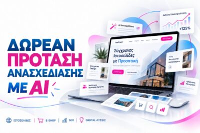 Σύγχρονες ιστοσελίδες με AI και δωρεάν πρόταση σχεδιασμού.